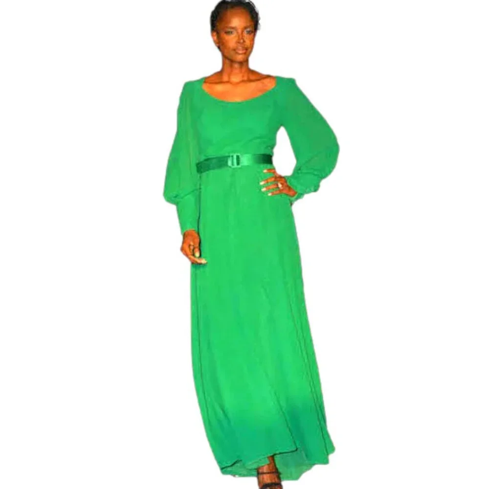 ESCADA GOWN WITH BISHOP SLEEVES - Picture 2 of 8